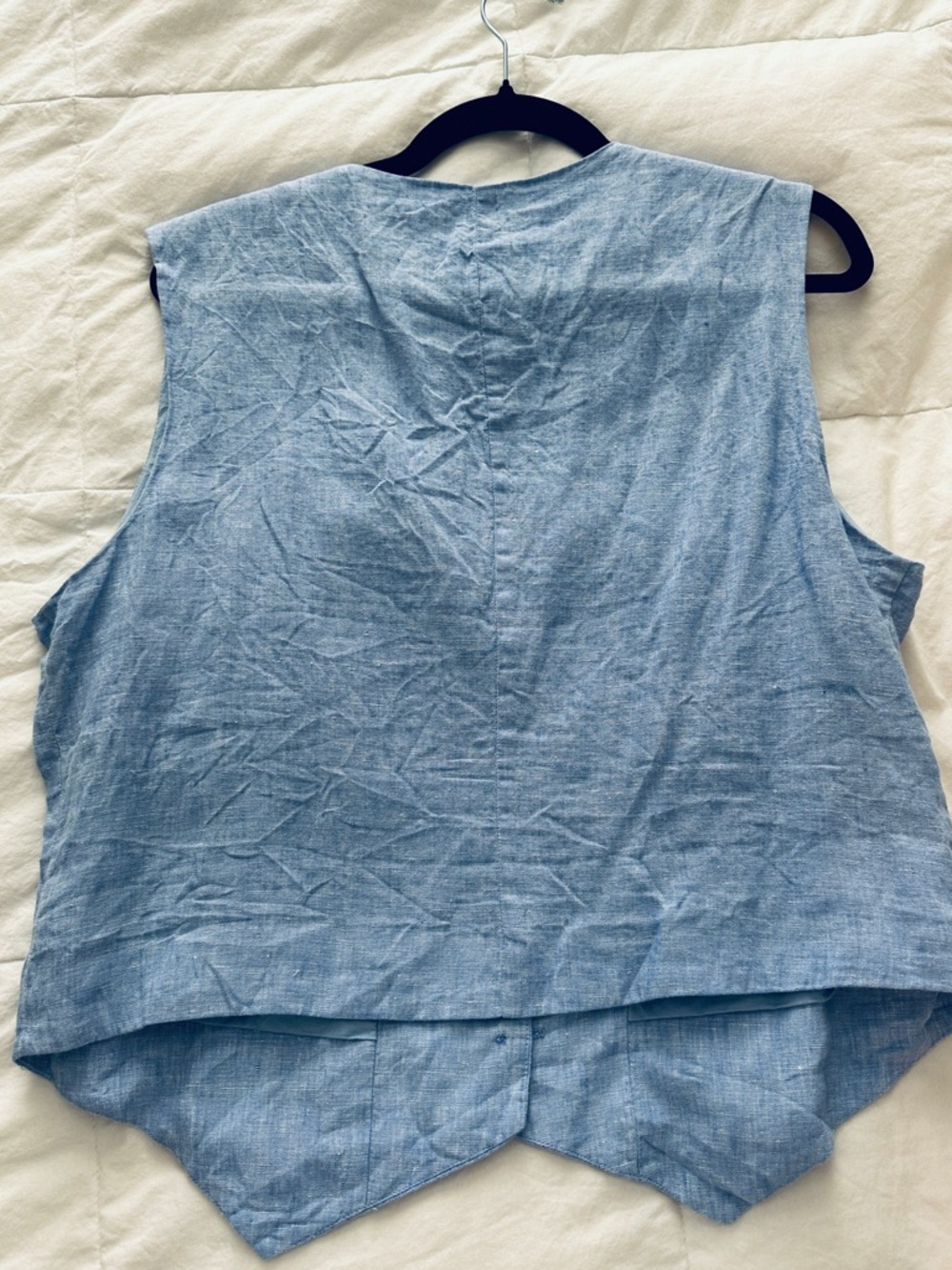 QUINCE 100% EUROPEAN LINEN VEST IN FRENCH BLUE SIZE LARGE - Picture 7 of 7
